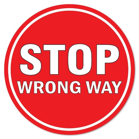 Stop Wrong Way Non-Slip Floor Graphic, 11in Vinyl Decal, 3PK